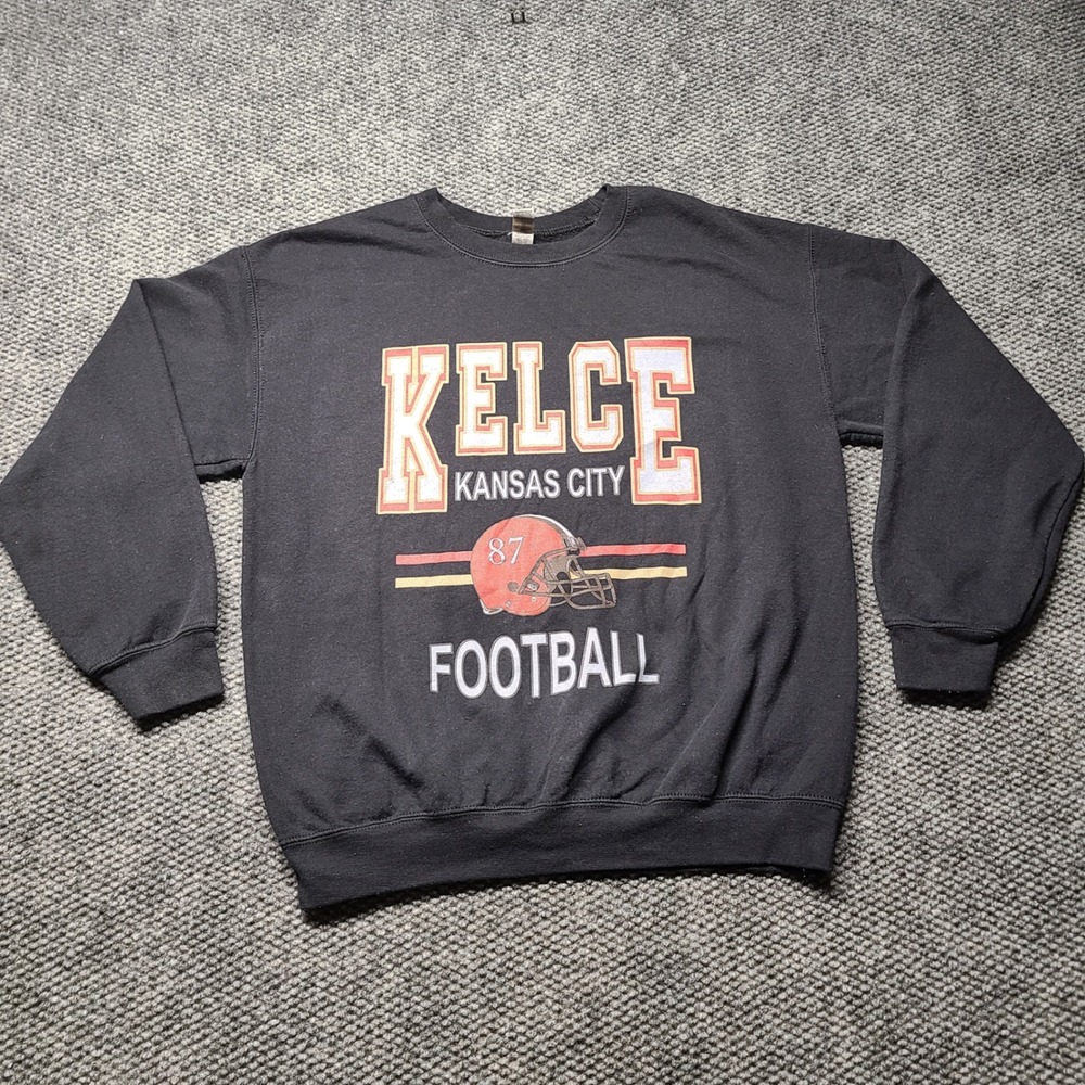 Gildan Kansas City Football Travis Kelce 87 Sweatshirt Black Crewneck Medium